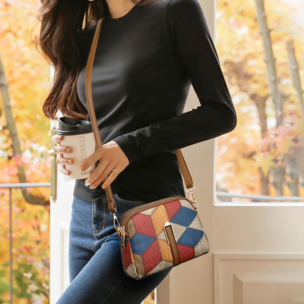 Luna | Mini skulderveske i patchwork-stil